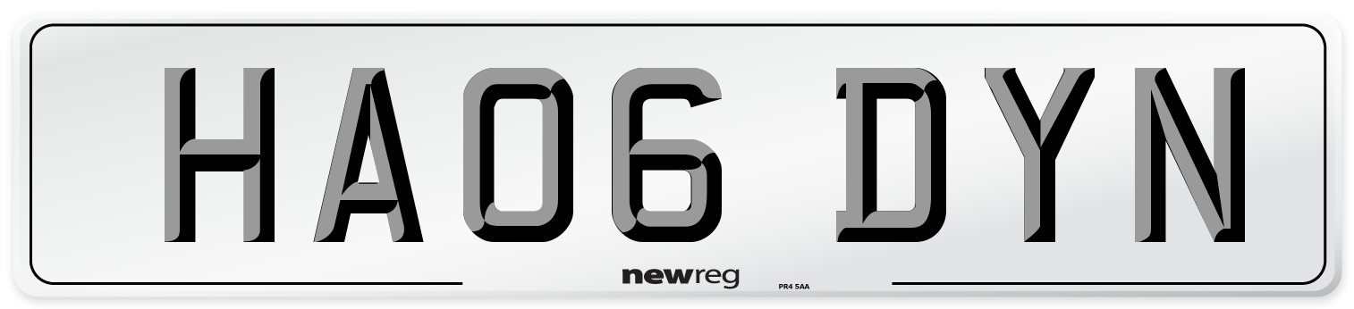 HA06 DYN Number Plate from New Reg